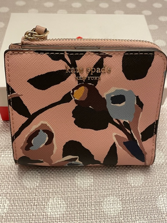kate spade Handbags - kate spade Pink Floral Compact Zip Wallet with Gold Logo
